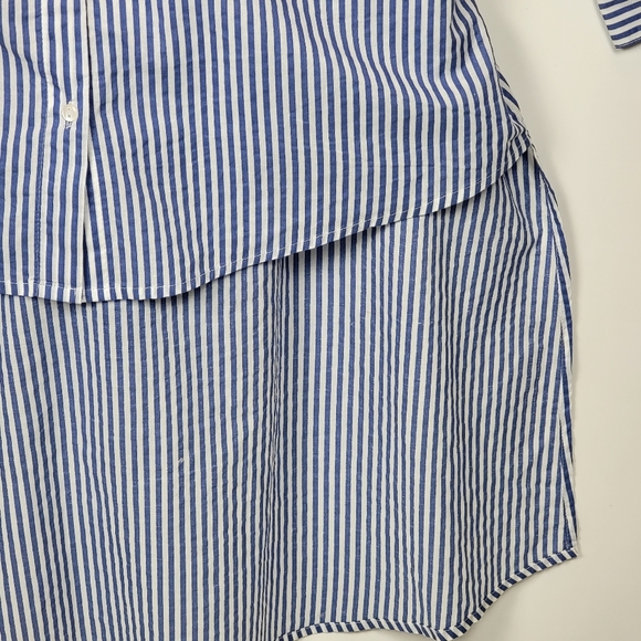 Truth NYC Cold Shoulder High Low Hem Tie Back Striped Button Down Top, EUC, szXL - Picture 4 of 6